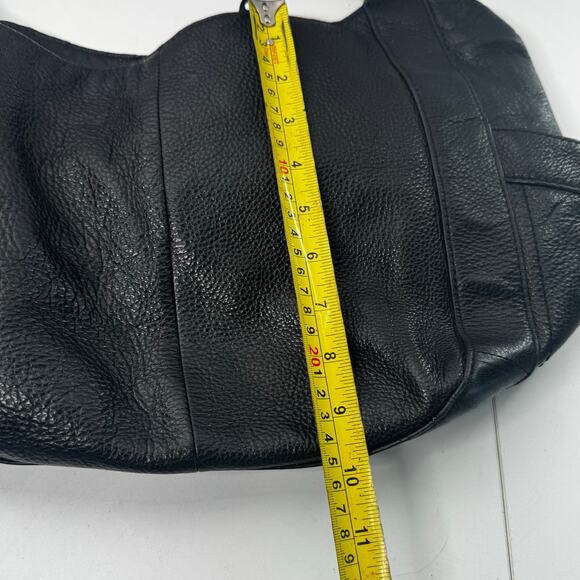 Y2K J.Crew Black Pebbled Soft Leather Slouchy Hobo Shoulder Bag Gold Pockets - Picture 10 of 10